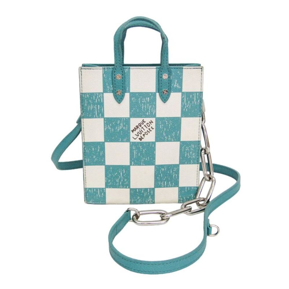 Louis Vuitton Sac Plat Limited Edition Marque Deposee Damier Giant Turquoise